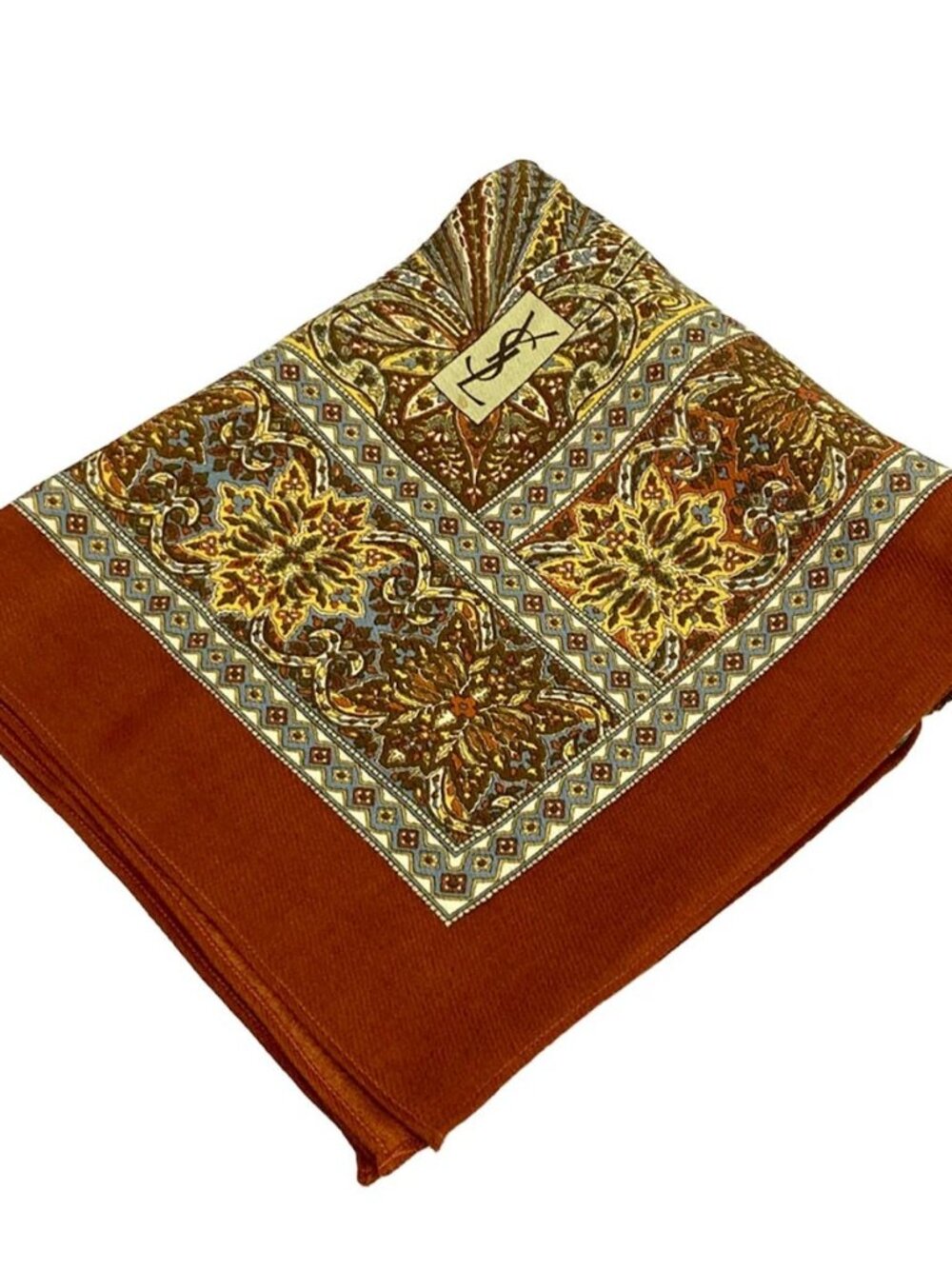 YvesSaintLaurent Dark Brown White Multi Wool Scarf - Picture 7 of 11